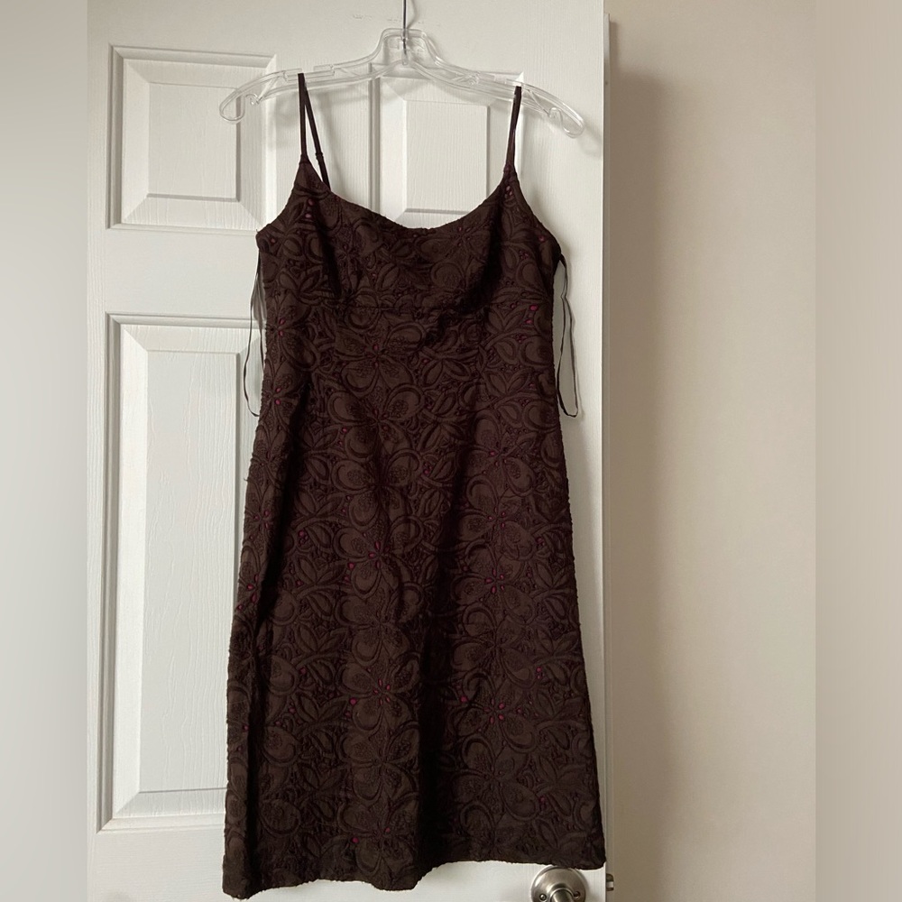 Ann Taylor cute espresso brown eyelet little dress